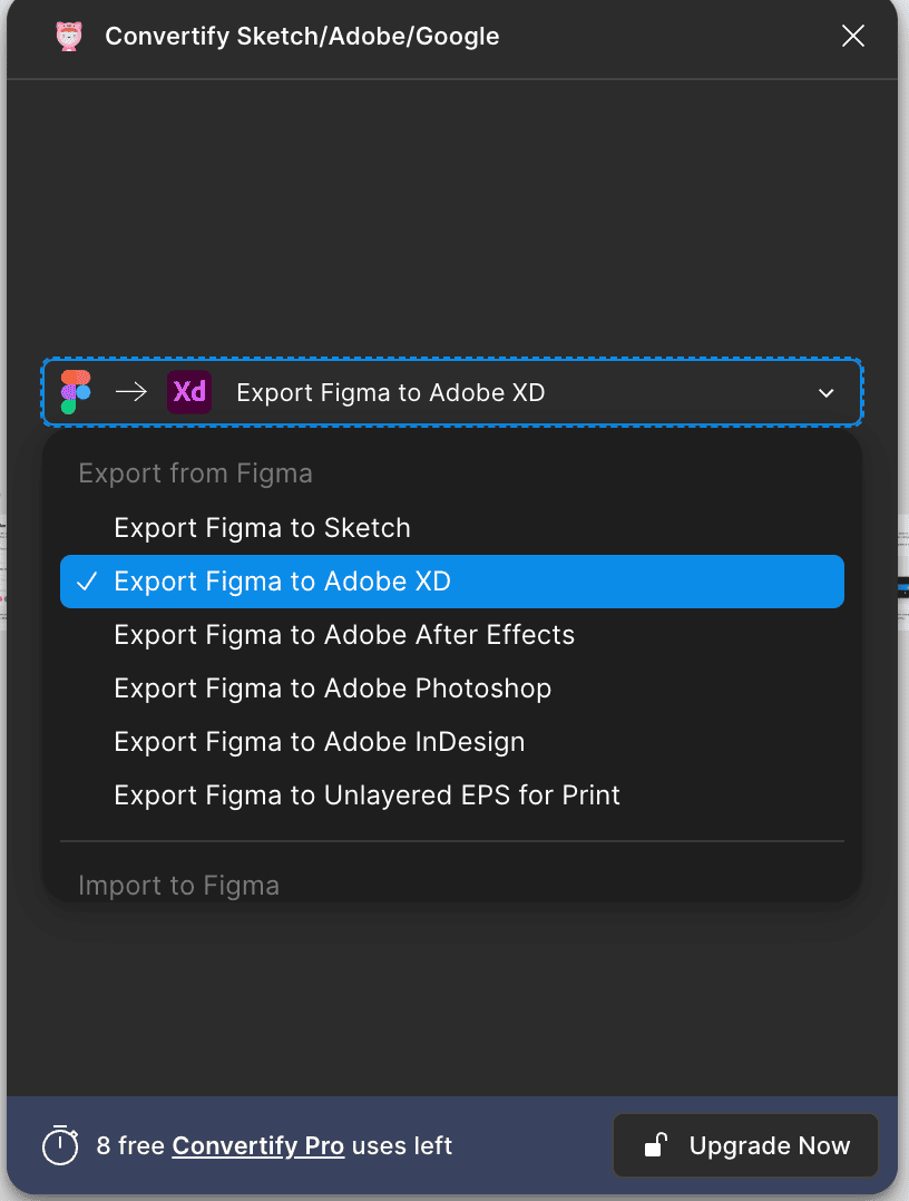 Export Figma to Adobe XD