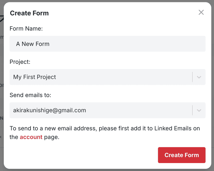 Formspreeダッシュボード